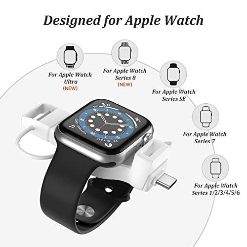 LVFAN 2-1 Wireless Ladegerät Für Apple Watch, Tragbares USB-A & USB-C Kabelloses Ladegerät Für iWatch, Magnetische Schnellladung Ladegerät Für Apple Watch Series 8/7/6/5/4/3/2/1/SE/Ultra (Weiß) - Image 5