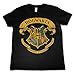 HARRY POTTER Licenza Ufficiale Hogwarts Crest Bambino Maglietta - Nero 11/12 Anni