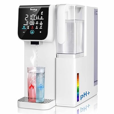 iSpring RCD100HCW Alkaline Hot & Cold Countertop Reverse Osmosis System, White, Remineralization RO Water Filter Dispenser, 9 Temperature & 6 Dispensing Volume Options, TDS & Filter Life Monitor