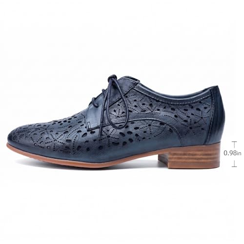 Image of Mona flying Women's Leather Perforated Lace-up Oxfords Brogue Derby Shoes