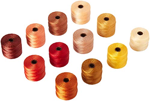 Hilo Beadsmith S-Lon Bead Cord TEX210 con 12 bobinas Fall de nylon de 0.5mm 2