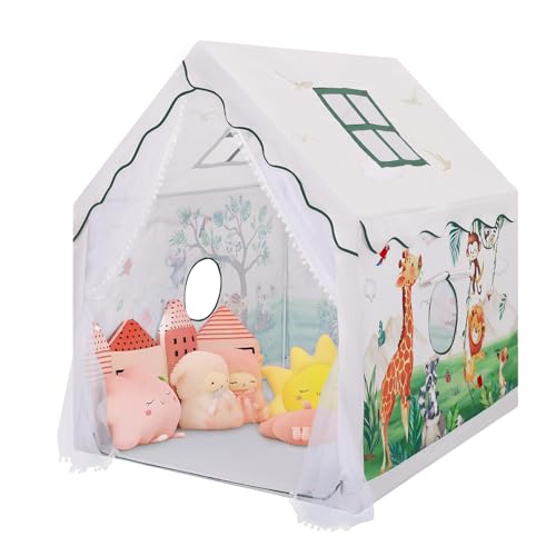 Tienda Campaña Infantil Carpa de Juegos para Niños Interior y Exterior, Grande Carpa para Niños con Ventanas y Bolsa de Transporte, Tienda Infantil Casita Infantil 120×100×130 cm, Fiesta de Animales