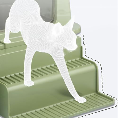 Arenero para gatos de acero inoxidable con tapa y entrada frontal miniatura 7