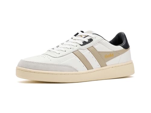 Gola, Men's, Contact Leather, White/Bone/Black, 10, Medium