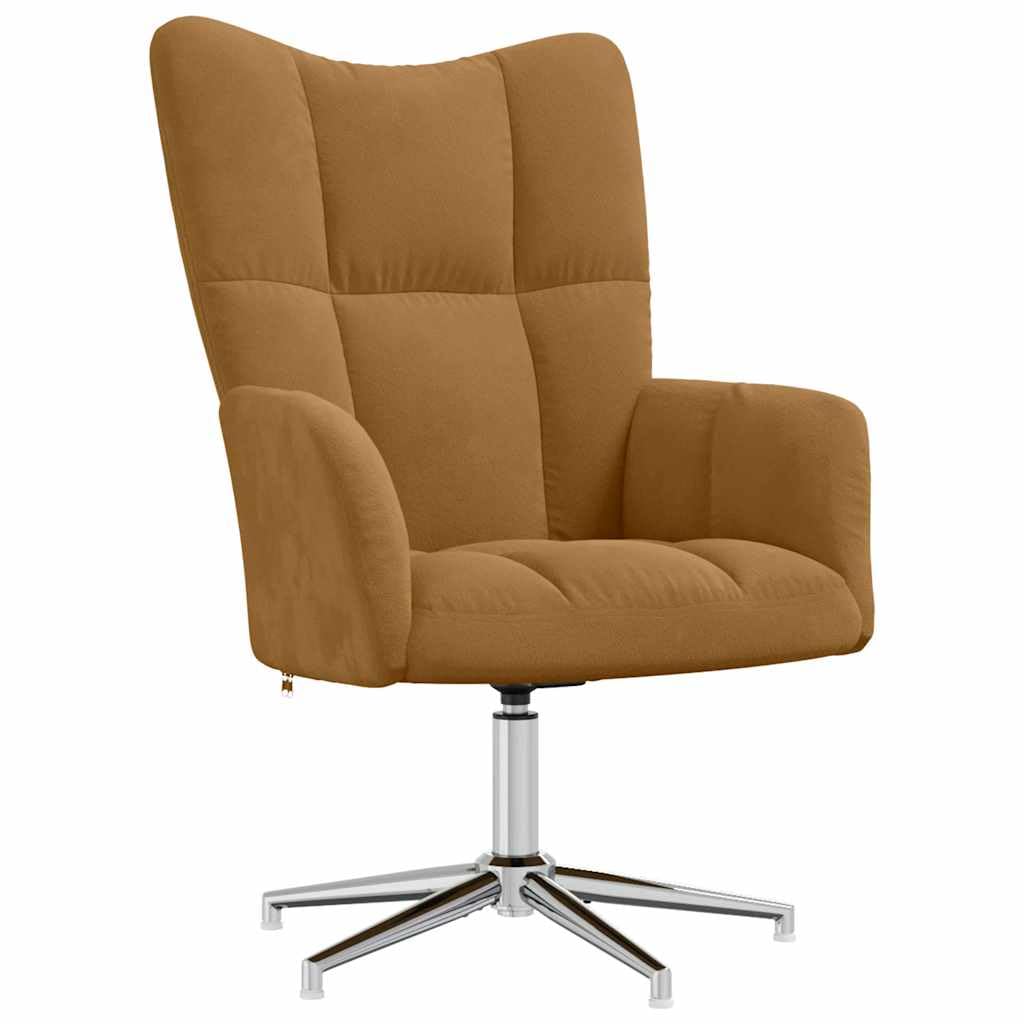Elegante sillón de relax marrón de terciopelo, giratorio 360°, para salón, dormitorio y oficina, sillón moderno con estructura de acero, gran comodidad