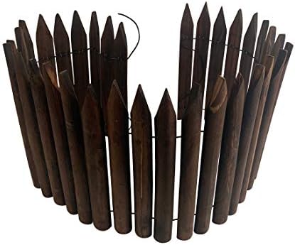 Worth Garden Wooden Short Fence Edging Burnt Wood Finish Outdoor Garden Lawn Landscape Edging Flexible Decorative Border Tree Fence - Spring Garden & Yard Maintenance - 11.8'' H x 42'' L - K624A05