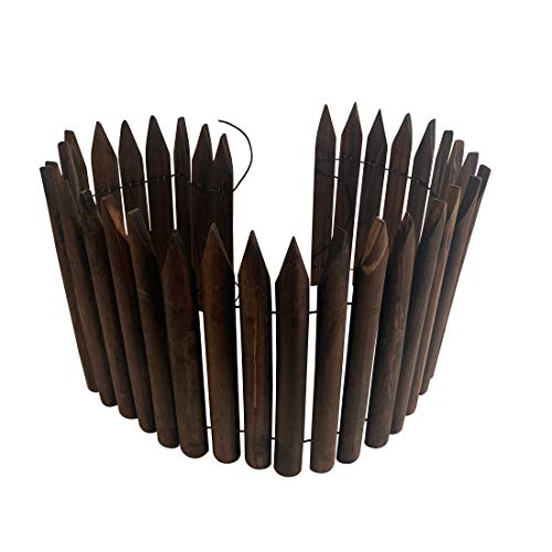 Worth Garden Wooden Short Fence Lawn Edging – Burnt Wood Finish Flexible Garden Border, No Dig Landscape Edging for Flower Beds, Tree Border & Yard – 11.8” H x 42” L by Worth - Used condition - US$20.16