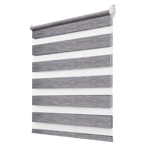 Deswell Doppelrollo Klemmfix ohne Bohren Marmor-Grau B110 x H120 cm (Stoffbreite 106cm) Rollos für Fenster ohne Bohren für Fenster mit… – Ansicht 1
