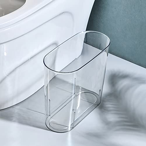Image of Anyoifax Small Trash Can Slim Garbage Can 3 Gallon Waste Basket, Clear | Trash Bin Container for Bathroom, Bedroom, Living Room, Kitchen, Under Desk, Office, Colleg Dorm