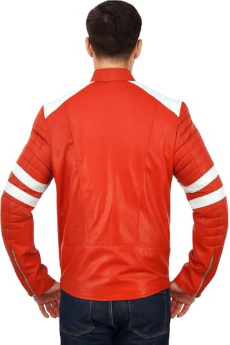 Prime-Fashion Mens Red and White Tyler Durden Biker Club Faux Leather Jacket2