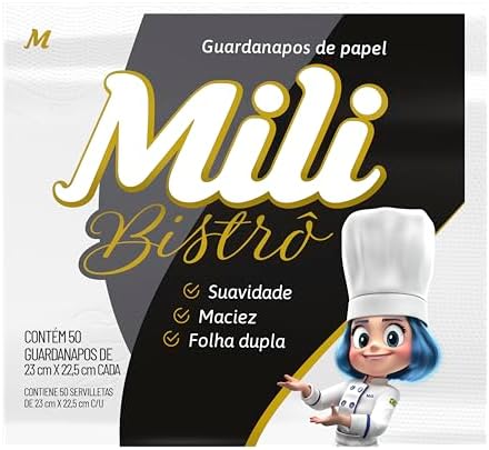 Guardanapo de Papel Folha Dupla MILI Bistro 23x22,5cm - 50 unidad...