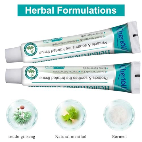 Cherioll Hemorrhoid Cream, Haemorrhoids Treatment, Hemorrhoid Relief,for Hemorrhoids Fissures Bleeding, 20g2 (Assistant tub 4Pcs)
