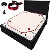 Bondage-Set Bett Fesseln Sex-Spielzeug für Paare,BDSM Fesselset mit Bettfesseln, Handschellen,Augenbinde, Federkitzler mit Peitsche Feder Kitzler Paddel Gerte weich Whip SM Fetisch Sexspielzeug