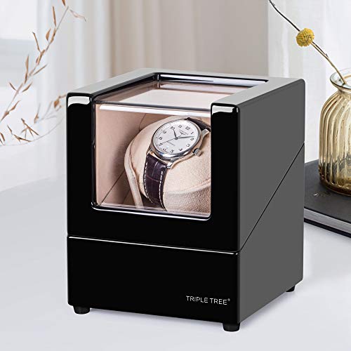 Image of TRIPLE TREE Single Watch Winder for Automatic Watches, with Super Quiet Japanese Motor, 4 Rotation Mode Setting, Flexible Plush Pillow Fit Lady and Man Watches