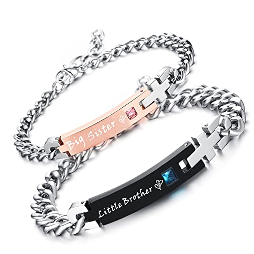 Gift for Lover His and Hers Personalized Engraved Couples Bracelets for Women Men Matching Set Anniversary Promise Valentine's Gifts