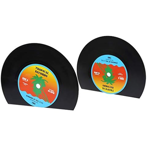 Baiyao 2pcs Vintage Vinyl Record Bookends, Creative Record Shape Bookend for Shelves Desktop Organizer Book Stand Holder Retro Book Ends for Home School Office Decor Cover
