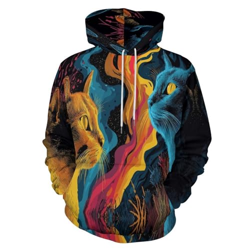 Sweat a capuche homme manches longues motif fantastique 3D avec poche de rangement