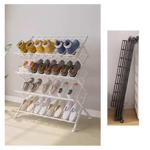 MSHGSKU Foldable Shoe Rack Organizer, Free Standing Metal Shelves, Entryway Storage Unit, Space-Saving Shoe Shelf