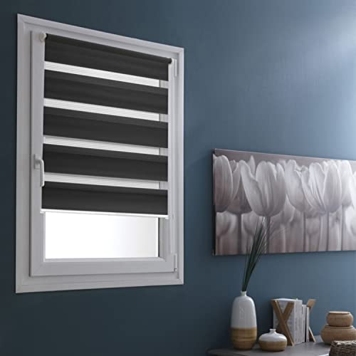 MADECOSTORE Store Enrouleur Jour Nuit Basique - Gris Anthracite - L45 x H100cm