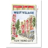 FURBISH Travel Wall Art Print - West Village Matchbook - Aesthetic Wall Decor, Modern Wall Art, Preppy Room Decor for Living Room, Bedroom - NYC Poster (5X7, Unframed)