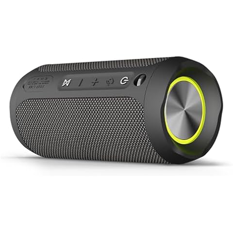 EDUPLINK Waterproof Portable Bluetooth Speaker - 20W Louder Wireless Speaker with 20 Hours Playtime, TWS Pairing, RGB Lights and TF Slot - Perfect for Beach and Pool (Black) Cover