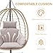Hanging Egg Chair with Adjustable Stand,Wicker Rattan Hammock Swing Egg Chair with Cushion Headrest for Patio,Bedroom,Balcony Furniture,350LBS Capacity(Beige)
