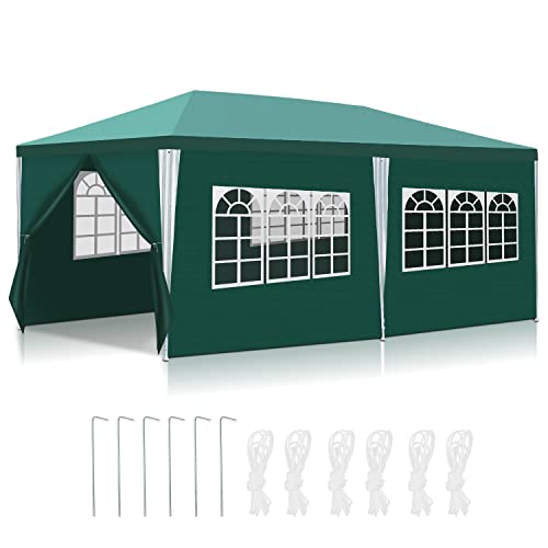 Ansobea Pavillon 3x6 m Tente de réception étanche à l'eau Bâche PE de Haute qualité Tente de réception résistante aux UV Tente de Jardin 100g/m² Tente...