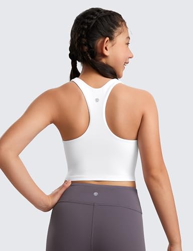 Image of CRZ YOGA Girls Butterluxe Double Lined Crop Tank | Dance, Extremely Soft, Tight Fit, High Neck, Athletic, Sleeveless Tops for Teen