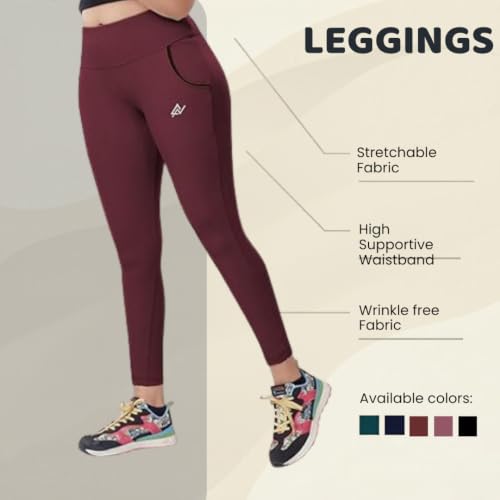 Image of Nexsus Appparels Stretchable Gym Pants for Workout : The Ultimate Yoga Pants | Gym Wear for Woman | Gym Tights for Women with Side Pockets | Available in Plus Size's