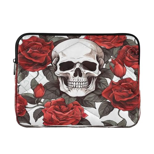 Funda para Laptop 13-14 Pulgadas con Diseño de Calaveras y Rosas