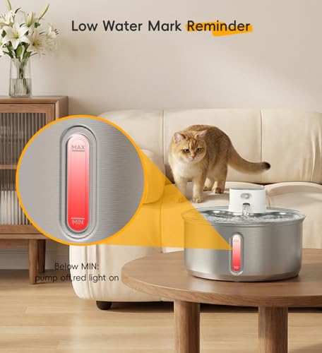 Stainless Steel Cat Water Fountain, 186fl.oz/1.45Gal Cordless Dog Fountain by WILKIEE - Used condition - Image 9