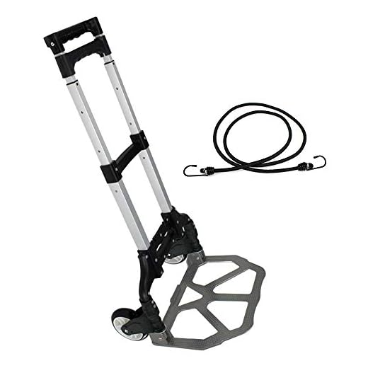 F2C Portable Folding Hand Truck Aluminium Luggage Trolley Cart and Dolly 175 lbs Capacity with Black Bungee Cord, Telescoping Handle, PVC Wheels with Double Bearings for Travel Office Auto Moving