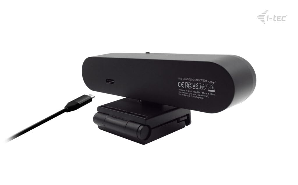 i-tec Solomon WH200 Webcam 2K mit Native Unterstützung für Windows Hello, Hochwertiges Mikrofon und Integrierte Datenschutzabdeckung zum Schutz des Benutzers