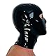 GREEFEI Schwarze Latex Maske,Vollgesichts Latexmasken Männer Frauen Gummi Maske Reißverschluss Rückseite,Latex Cosplay Kostüm M