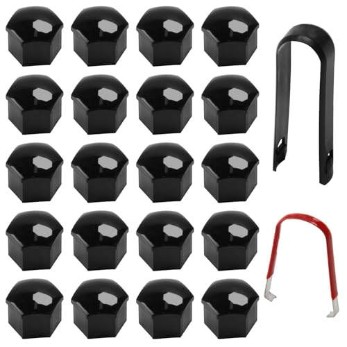 Tapas Tuercas Perno Rueda, 20 Tapas Tuercas 17mm con Clip Universal Tapones Plateado Accesorios Elegantes Ruedas Cubierta Tuerca Coche Tapón Tornillos Ruedas Coche Tuerca Coches Ruedas (negro)