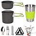 Camping Geschirr Set Kochset Aluminium Camping Töpfe Becher Faltbare Besteck Mini Campingkocher Wasserkocher Super leichte Mini-TascheKochen Burner für BBQ Picknick Outdoor Kochen (Einzelset)
