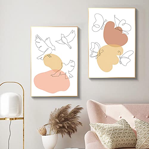 Affiche toile 60x80cm art abstrait nordique sans cadre pour décoration salon moderne