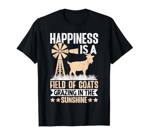 Goat Farmer Happiness Is a Field of Goats Funny Goat Lovers Maglietta