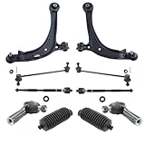 TRQ Front Steering & Suspension Kit Control Arm with Ball Joint Steering Rack & Pinion Bellow Sway Bar Stabilizer Link Tie Rod Compatible with 2011-2013 Honda Odyssey