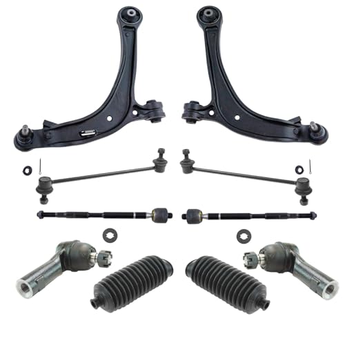 TRQ Front Steering & Suspension Kit Control Arm with Ball Joint Steering Rack & Pinion Bellow Sway Bar Stabilizer Link Tie Rod Compatible with 2011-2013 Honda Odyssey