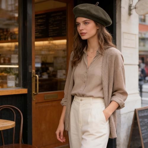 Image of Jolbndcv 6PCS Beret, French Beanie, Outdoor, Winter, Fashion Lady Hat | One Size Fits Most,Solid Color,Stretchable,for All Season