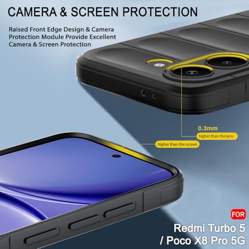 Image of TheGiftKart Liquid Silicon Back Cover Case for Mi Redmi Turbo 5 / Poco X8 Pro 5G | Shockproof Military Grade Protection | Micro-Fibre Cloth On Inner Side | Anti-Slip Grip Back Case Cover (TPU, Black)