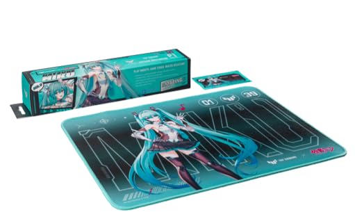 asus tuf gaming p1 hatsune miku edition portable gaming mouse pad  10 x 8 medium size aqua protective coating water-resistant surface durable anti-fray stitching non-slip rubber base