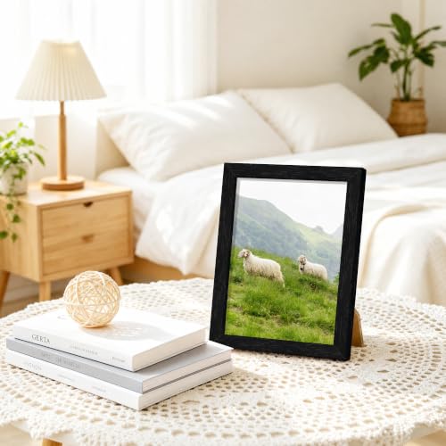 Image of 5x7 Picture Frame Set of 2, Solid Wood Frames, Black Woodgrain