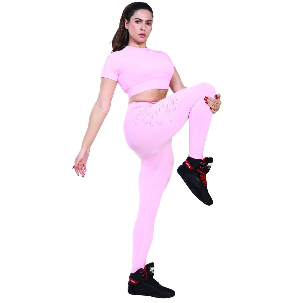 DAPP Womens Seamless High-Stretch Sports Leggings Half Sleeve Bra Set - Moisture Wicking Glute Enhancing Activewear for Gym