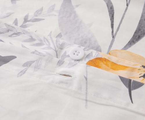 Image of SLEEPBELLA Queen Size Duvet Cover Set with Button Closure - Black and Yellow Botanical Luxury Bedding for a Comfortable Sleeping
