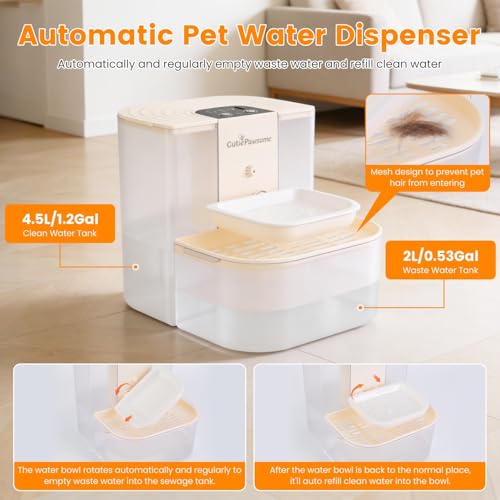 Fuente de agua automática para gatos y perros pequeños 4.5L miniatura 3