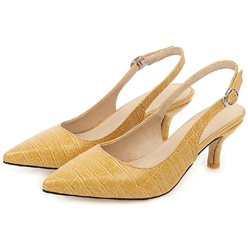 Kitten Heels Slingback Sandals Women Summer Casual Point Toe Snake Leather Shoes2