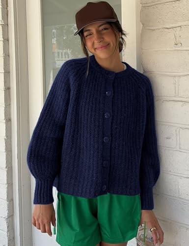 Flygo Women's Cardigan Sweater 2024 Fall Winter Chunky Long Sleeve Button Open Front Knit Solid Loose Cardigans Sweaters3