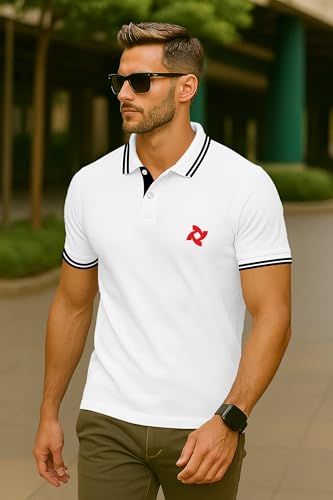 Image of Dagcros Classic Men's Polo T-Shirt with White Trim, Short Sleeve for Mens